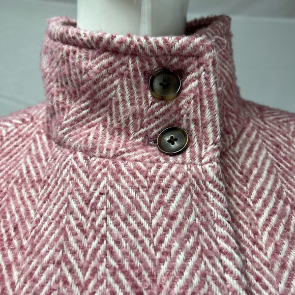 J. Crew Women’s 4 Pink Herringbone Tweed Chevron City Coat Jacket - Picture 6 of 13